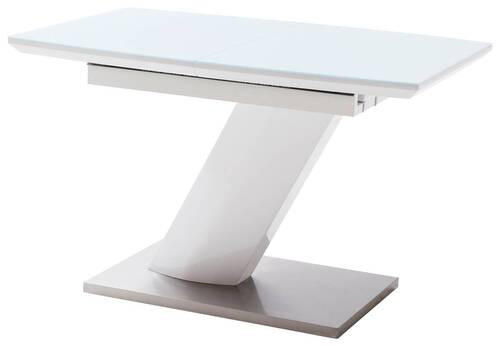 ESSTISCH in Glas, Holzwerkstoff 120-160/80/76 cm  - Weiss/Edelstahlfarben, Design, Glas/Holzwerkstoff (120-160/80/76cm) - Livetastic