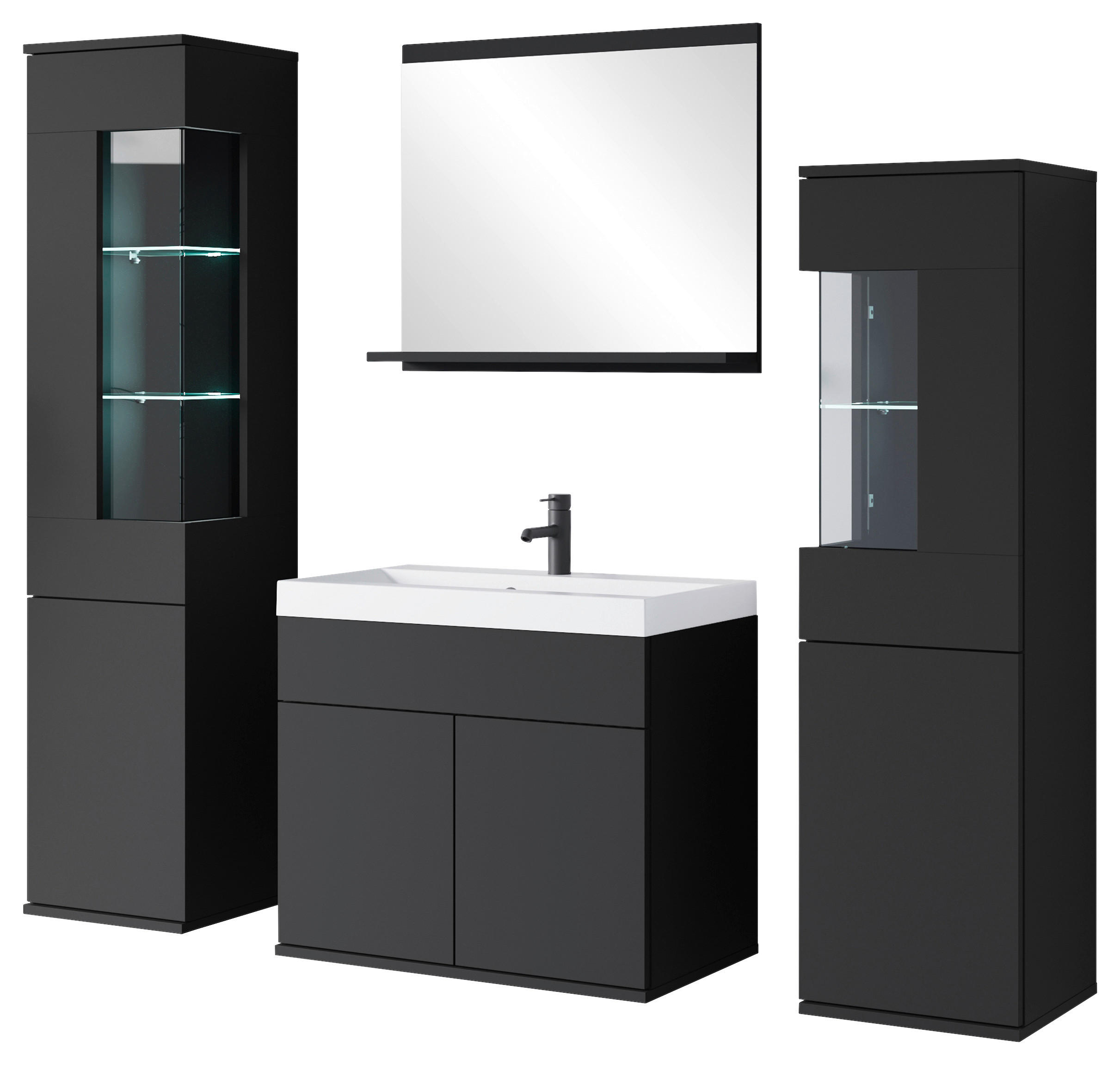 BADEZIMMER 5-teilig  in 120,4 cm  - Schwarz/Weiß, Trend, Glas/Keramik (120,4cm) - P & B