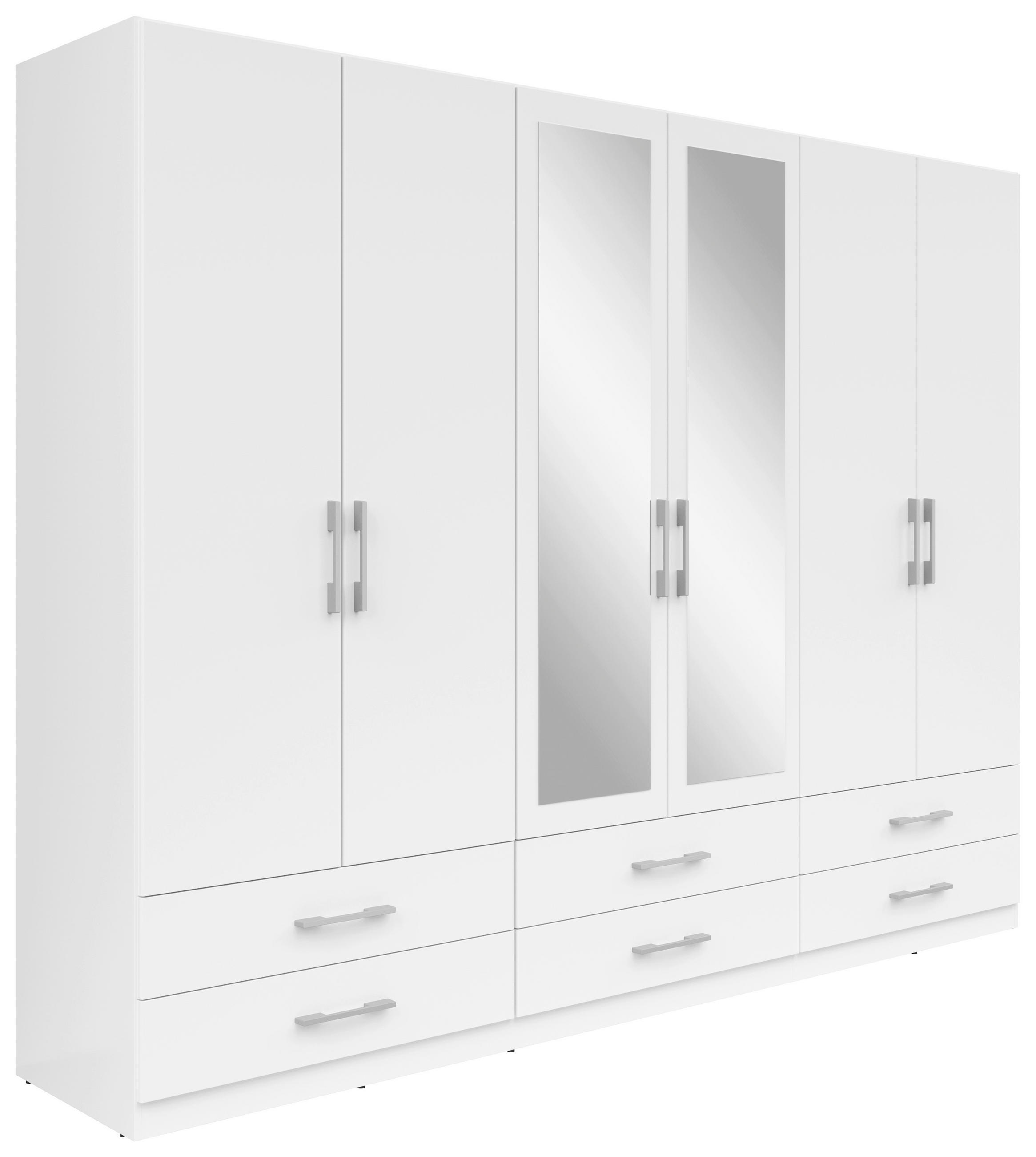 KLEIDERSCHRANK 270/210/54 cm 6-türig Weiß  - Silberfarben/Weiß, MODERN, Glas/Holzwerkstoff (270/210/54cm) - MID.YOU