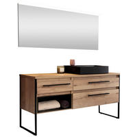 BADEZIMMER 2-teilig  in 164 cm  - Eichefarben/Schwarz, Design, Keramik/Holzwerkstoff (164cm) - Schöner Wohnen