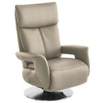 RELAXSESSEL in Leder Creme  - Edelstahlfarben/Creme, Design, Leder/Metall (78/112/85cm) - Cantus