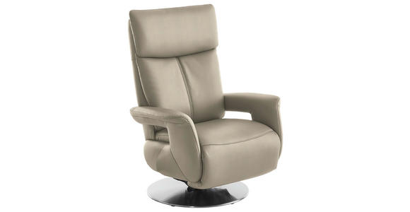 RELAXSESSEL in Leder Creme - Edelstahlfarben/Creme, Design, Leder/Metall (78/112/85cm) - Cantus