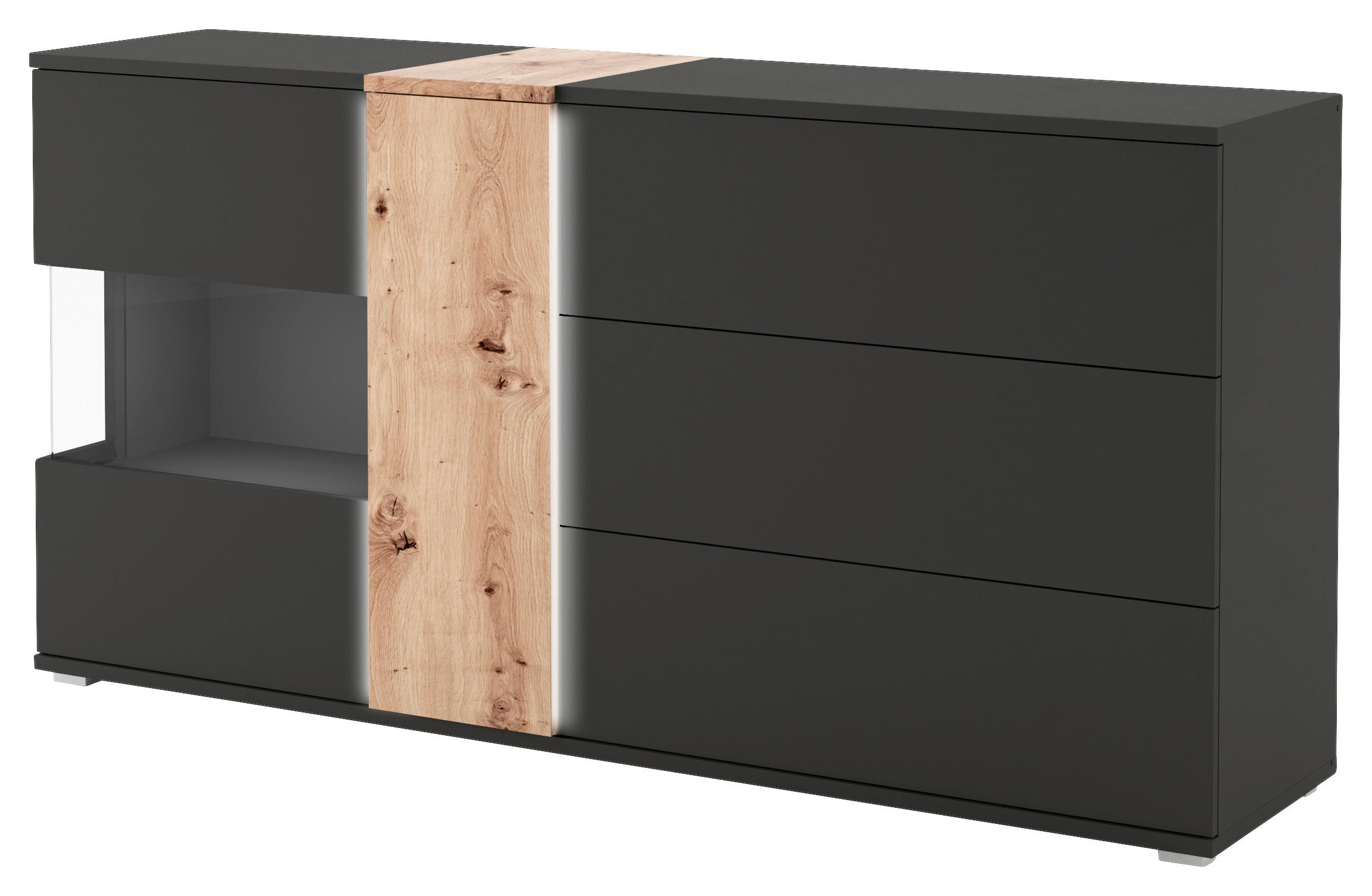 SIDEBOARD in 185/93/45 cm - Silberfarben/Schwarz, Design, Holzwerkstoff/Kunststoff (185/93/45cm) - Livetastic