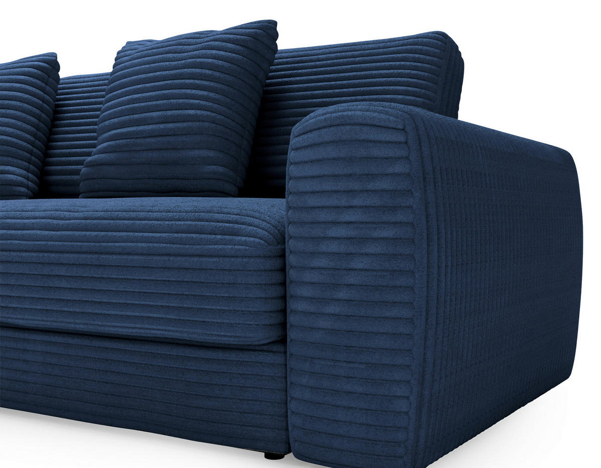 ECKSOFA in Cord Dunkelblau  182/302 cm  - Schwarz/Dunkelblau, MODERN, Kunststoff/Textil (182/302cm) - Carryhome