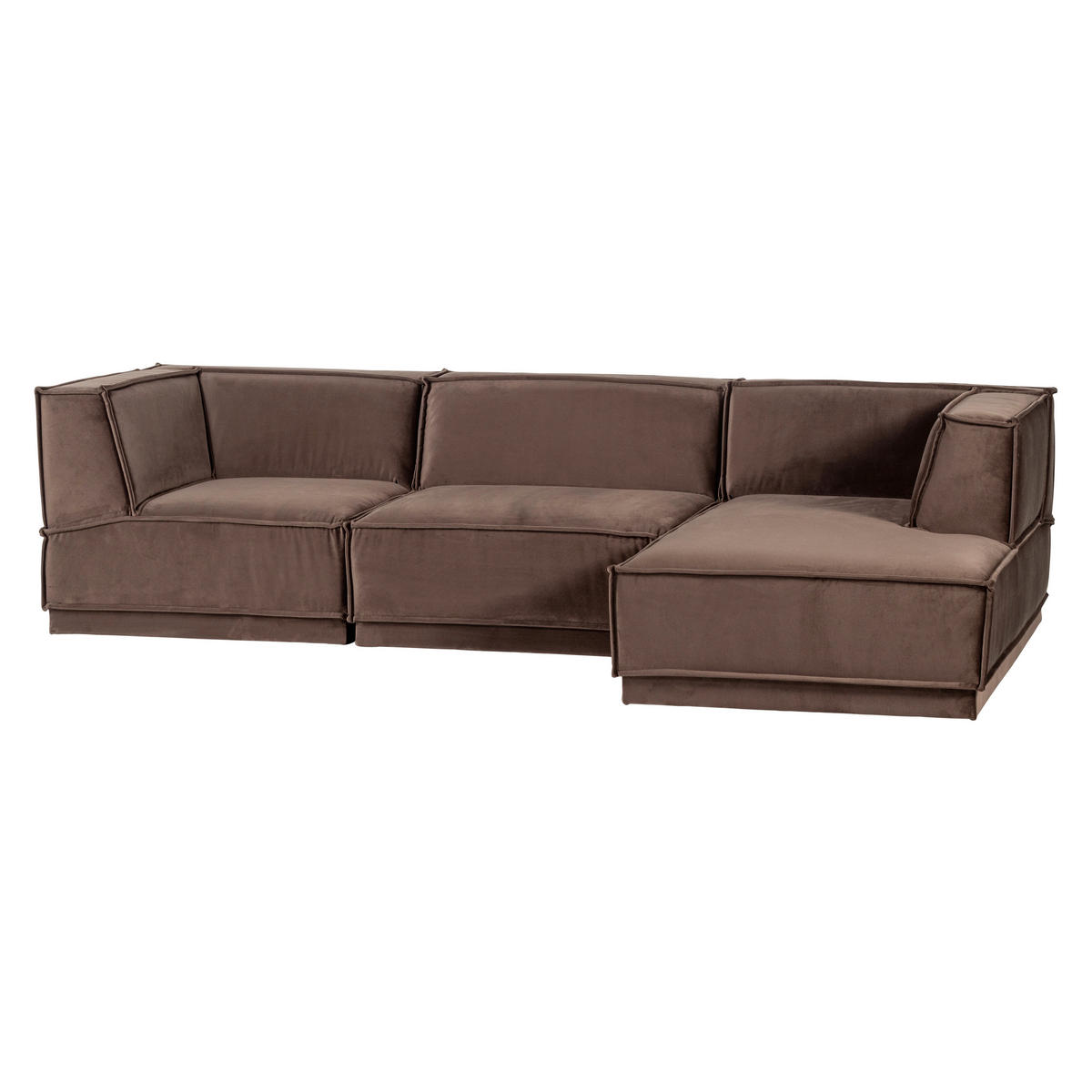 ECKSOFA Manu Braun Samt  - Schwarz/Braun, MODERN, Kunststoff/Textil (286/160cm) - Livetastic