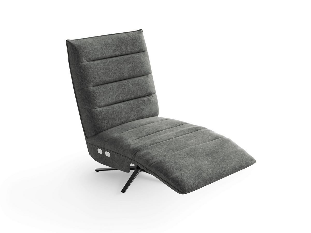 RELAXSESSEL EVE E Mikrofaser Kopfteilverstellung, Rücken echt    - Dunkelgrau/Schwarz, Basics, Textil/Metall (80/109/98cm) - Sit & More