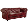 CHESTERFIELD-SOFA Rot Echtleder  - Rot/Nussbaumfarben, KONVENTIONELL, Leder/Holzwerkstoff (200/74/98cm) - Max Winzer