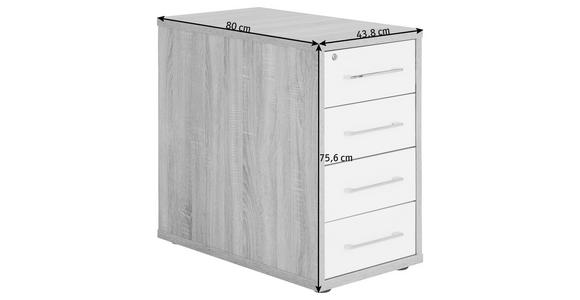 ANSTELLCONTAINER - Silberfarben/Schwarz, KONVENTIONELL, Holzwerkstoff/Kunststoff (43,8/75,6/80cm) - Voleo