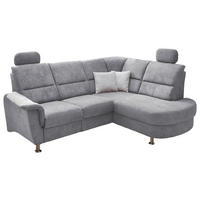 ECKSOFA Grau Mikrofaser  - Chromfarben/Grau, KONVENTIONELL, Textil/Metall (231/184cm) - Livetastic