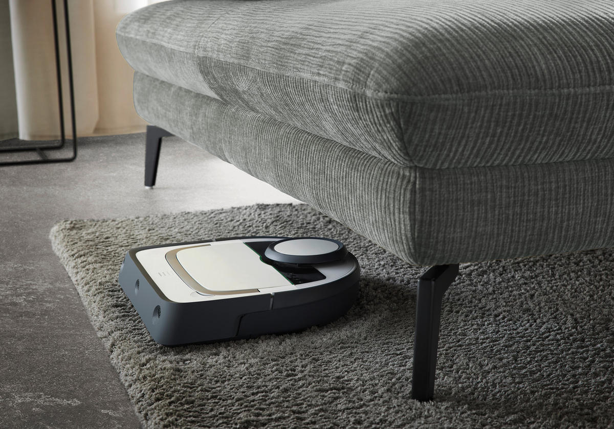 WOHNLANDSCHAFT in Webstoff Hellgrau  - Hellgrau/Schwarz, Design, Textil/Metall (157/354/208cm) - Dieter Knoll