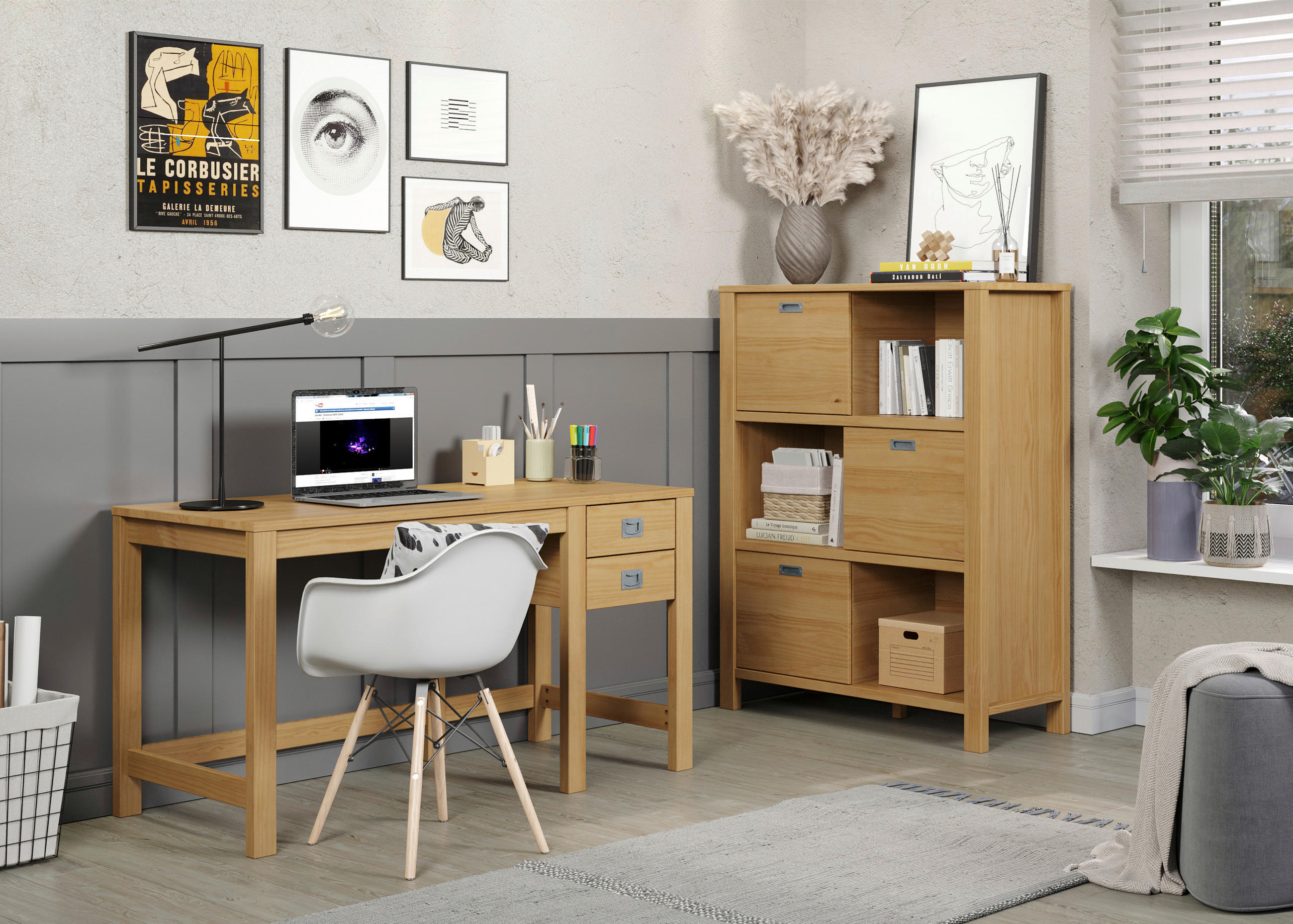 REGÁL, prírodná farba, borovica, 100/130/43 cm - prírodná farba/strieborná, Konventionell, kov/drevo (100/130/43cm) - Livetastic