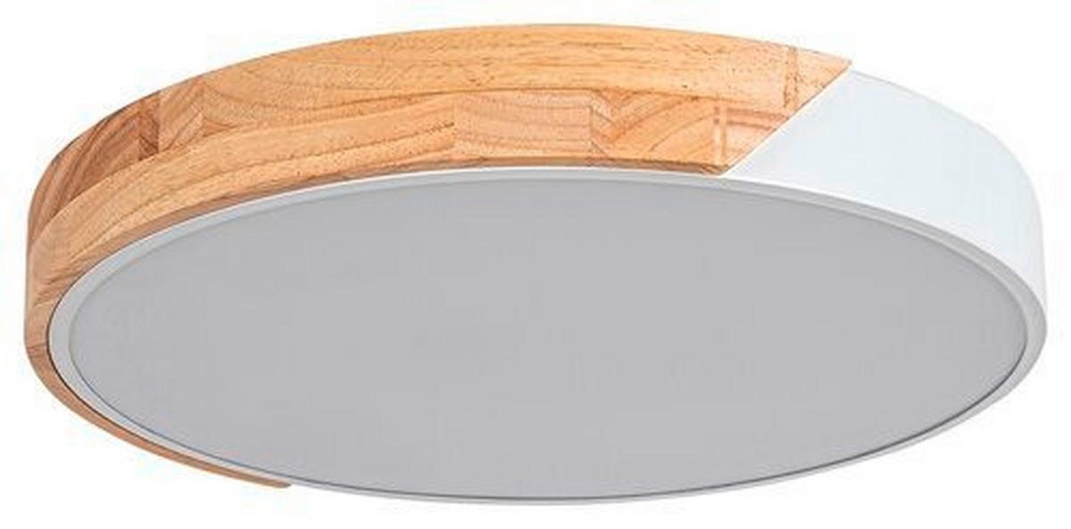 STROPNÍ LED SVÍTIDLO, 41.5/5/41.5 cm - bílá/barvy dubu, Basics, kov/dřevo (41.5/5/41.5cm)