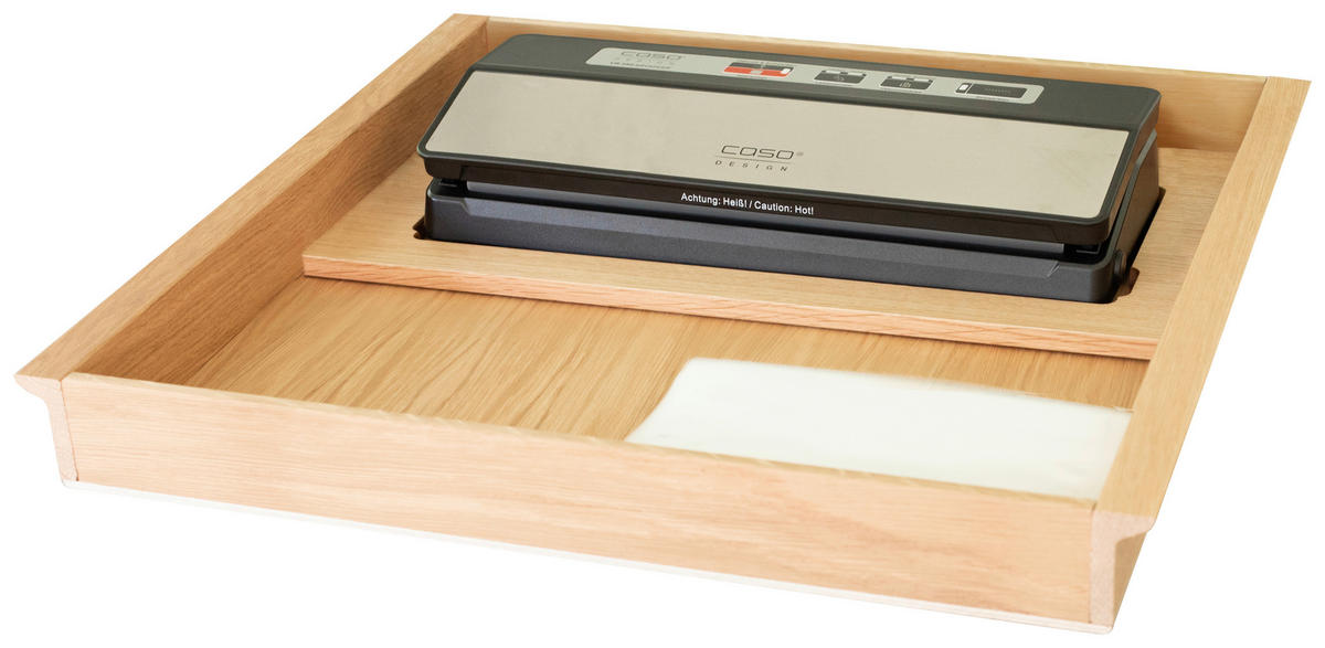 VAKUUMIERSET  - Edelstahlfarben/Eichefarben, Basics, Holz/Metall (52,4/5,7/47,2cm) - CASO Design