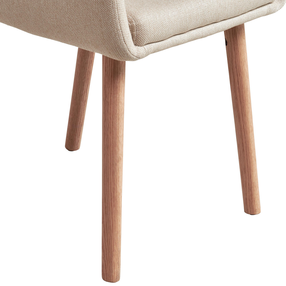 ARMLEHNSTUHL Leinenoptik  - Beige/Naturfarben, Modern, Holz/Textil (56/82/57cm) - MID.YOU