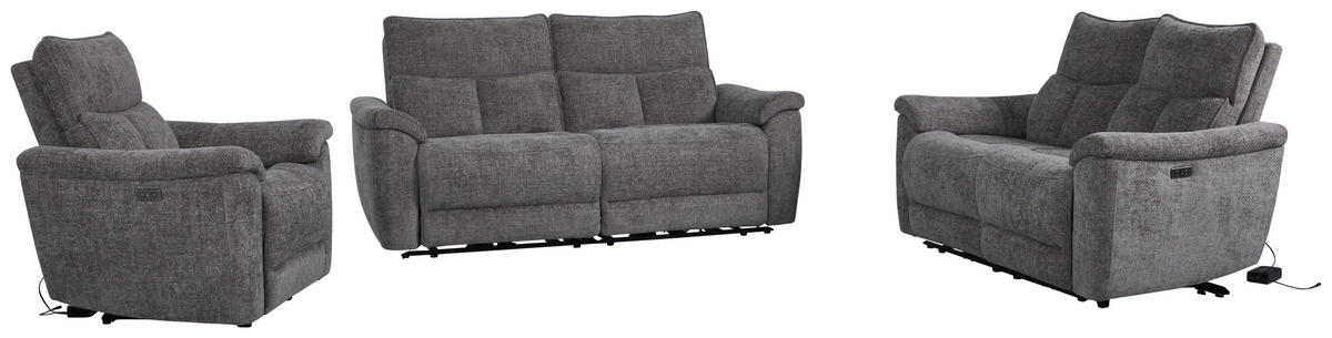 3-SITS SOFFA i vävt tyg grå  - grå, Modern, metall/trä (200/96,5/102cm)
