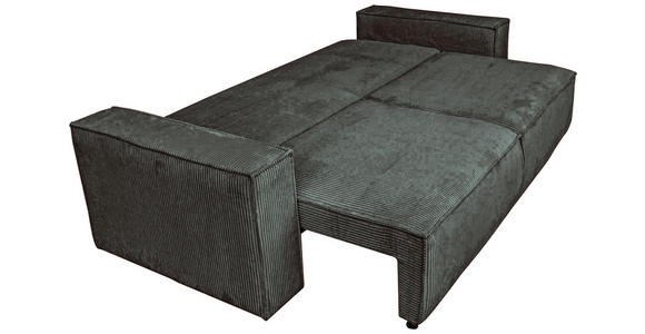 SCHLAFSOFA Cord Graphitfarben Zierkissen, Rückenkissen, Armlehnenkissen, Bettkasten, Schlaffunktion, Rücken echt, Liegefläche im Originalstoff  - Schwarz/Graphitfarben, KONVENTIONELL, Kunststoff/Textil (240/89/100cm) - Carryhome