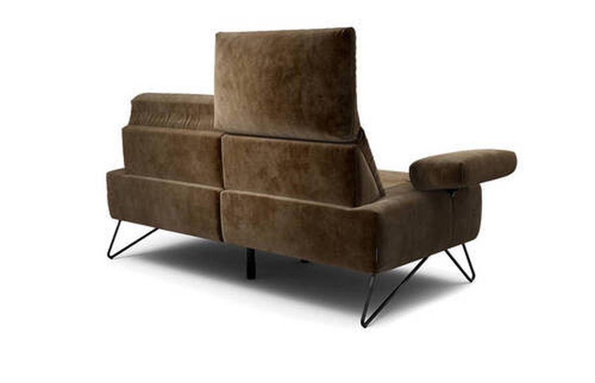 2-SITZER-SOFA Samt Braun  - Schwarz/Braun, Design, Textil/Metall (164-194/85/86-94cm) - SENSOO