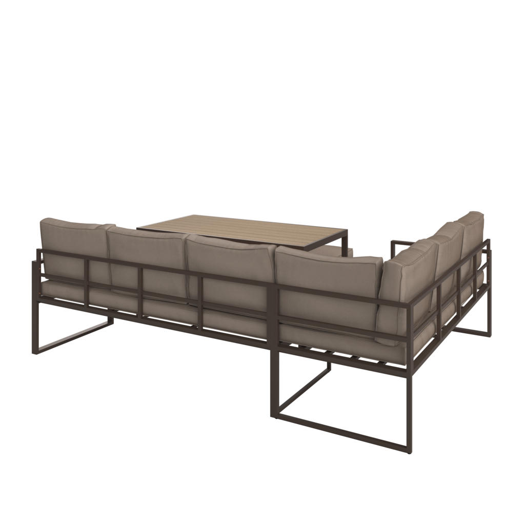 Thumbnail - Ambia Garden Dining-Loungeset, Braun, Metall, Kunststoff, einzeln stellbar, 240.5x176 cm, Loungemöbel, Loungemöbel-Sets