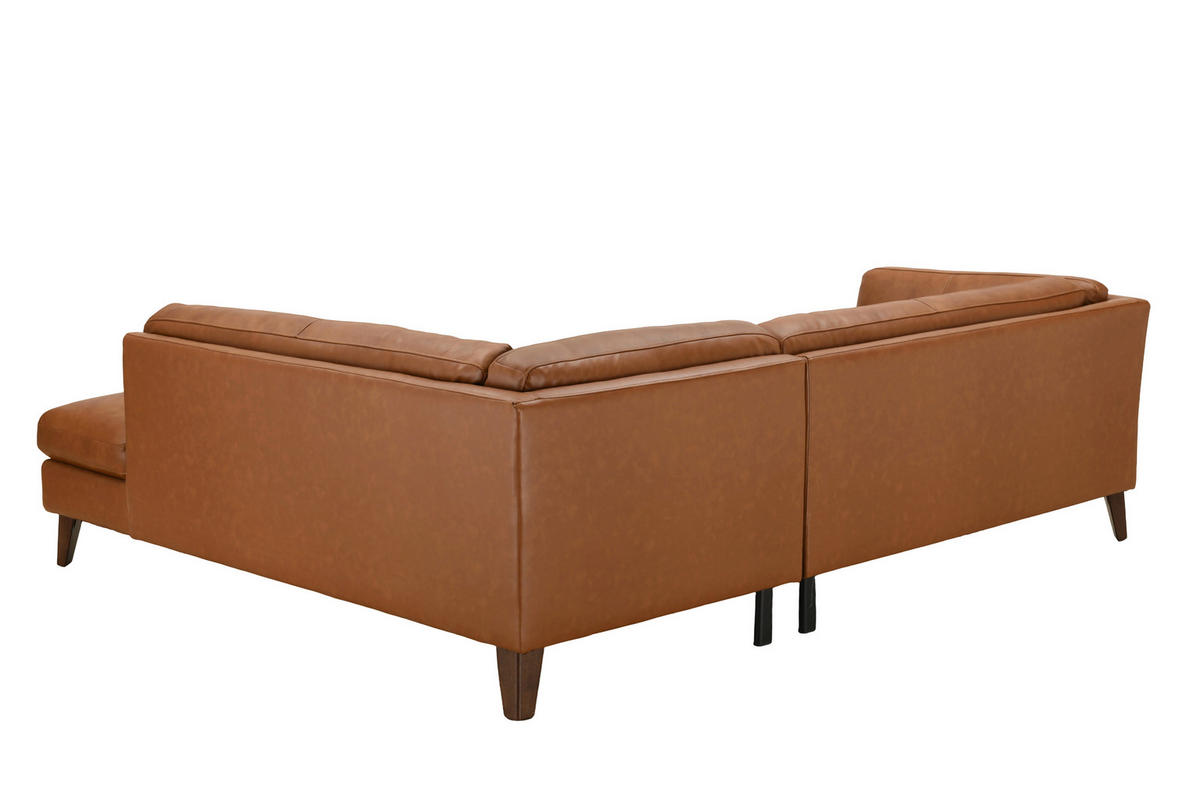 ECKSOFA SERA Cognac Echtleder Lederlook  - Cognac/Dunkelbraun, Design, Leder/Holz (235/194cm) - Livetastic