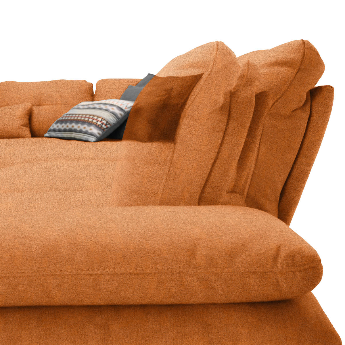 ECKSOFA in Flachgewebe Orange, Rostfarben  - Rostfarben/Schwarz, Design, Textil/Metall (271/344cm) - Chilliano