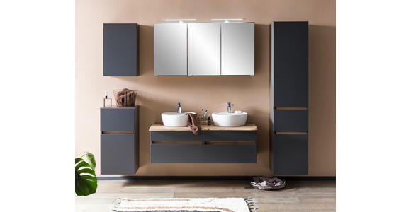 HOCHSCHRANK 40/180/35 cm - Silberfarben/Graphitfarben, Natur, Holzwerkstoff (40/180/35cm) - Xora