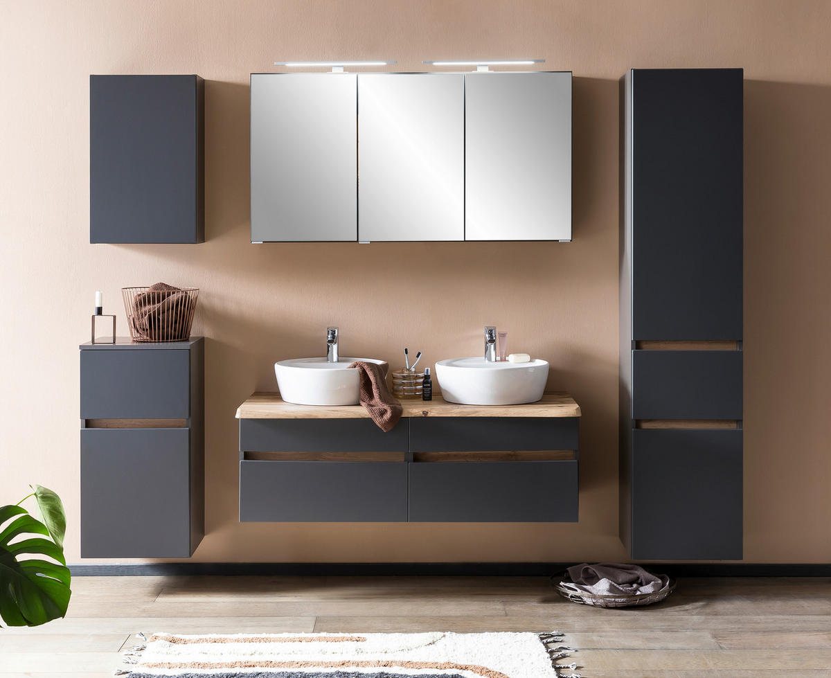 HÄNGESCHRANK 40/64/20 cm  - Graphitfarben/Grau, Natur, Holzwerkstoff (40/64/20cm) - Xora