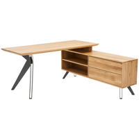 ECKSCHREIBTISCH 160/160/75 cm  in Eichefarben  - Eichefarben/Schwarz, Natur, Holz/Metall (160/160/75cm) - Linea Natura
