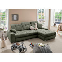ECKSOFA Chenille Dunkelgrün  - Chromfarben/Dunkelgrün, Konventionell, Textil/Metall (283/186cm) - Livetastic