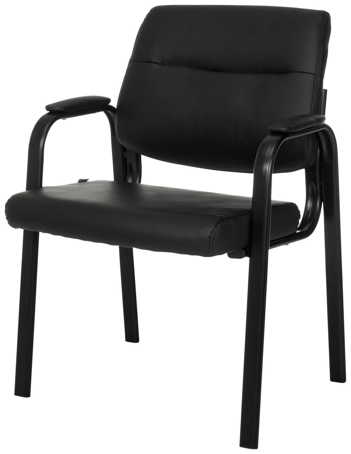BESUCHERSTUHL  in Schwarz  - Schwarz, MODERN, Leder/Metall (60/85/64cm) - MID.YOU