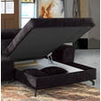 ECKSOFA in Velours Aubergine  - Aubergine/Schwarz, Design, Textil/Metall (267/181cm) - Carryhome