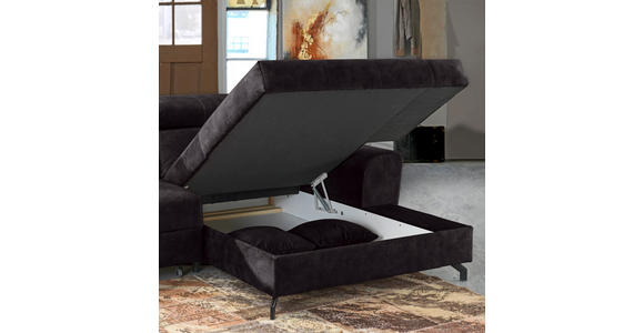 ECKSOFA in Velours Aubergine  - Aubergine/Schwarz, Design, Textil/Metall (267/181cm) - Carryhome