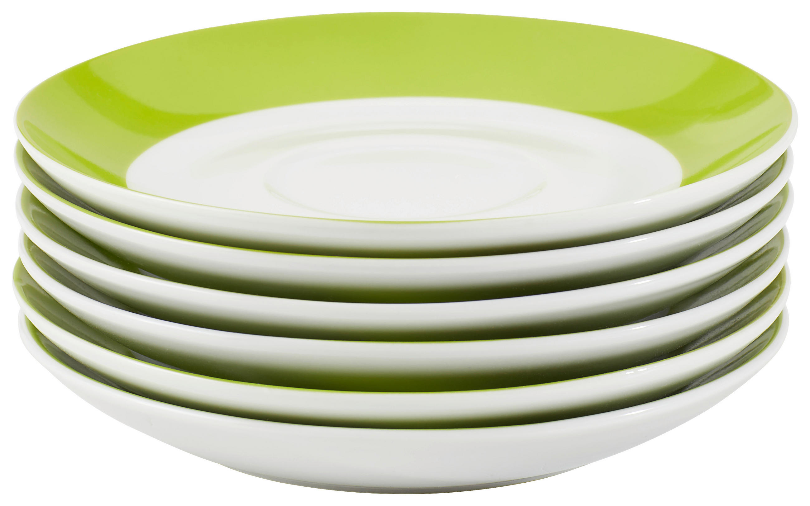 UNTERTASSENSET - Weiß/Grün, Basics, Keramik (14,5cm) - Van Well