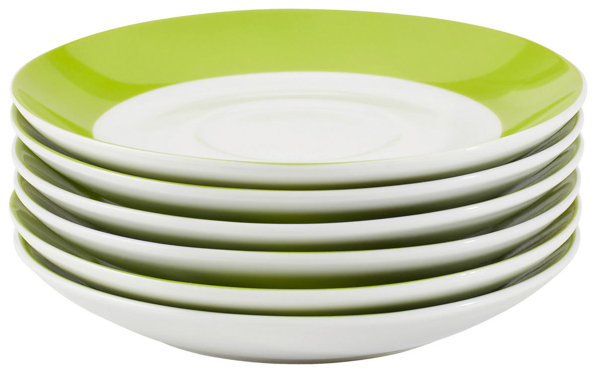 UNTERTASSENSET VARIO    - Weiß/Grün, Basics, Keramik (14,5cm) - Van Well