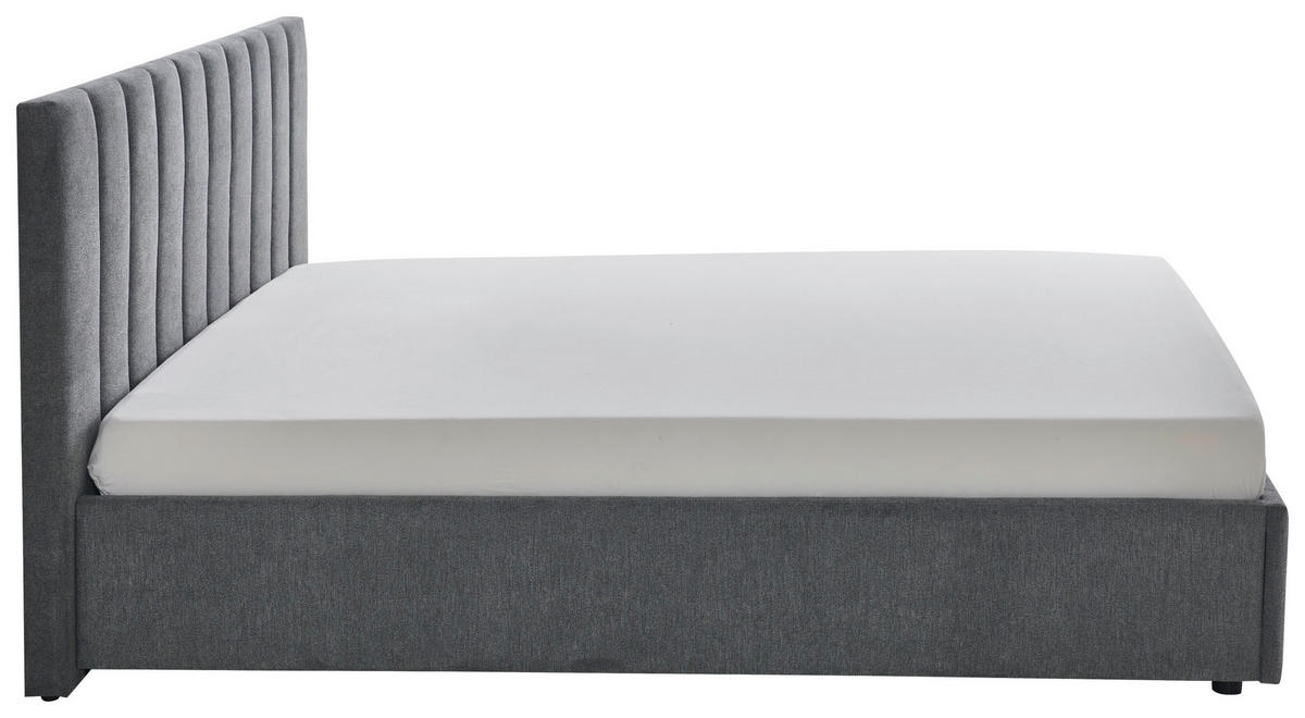 POLSTERBETT 140/200 cm  in Anthrazit  - Anthrazit/Schwarz, Design, Holz/Textil (140/200cm) - Boxxx