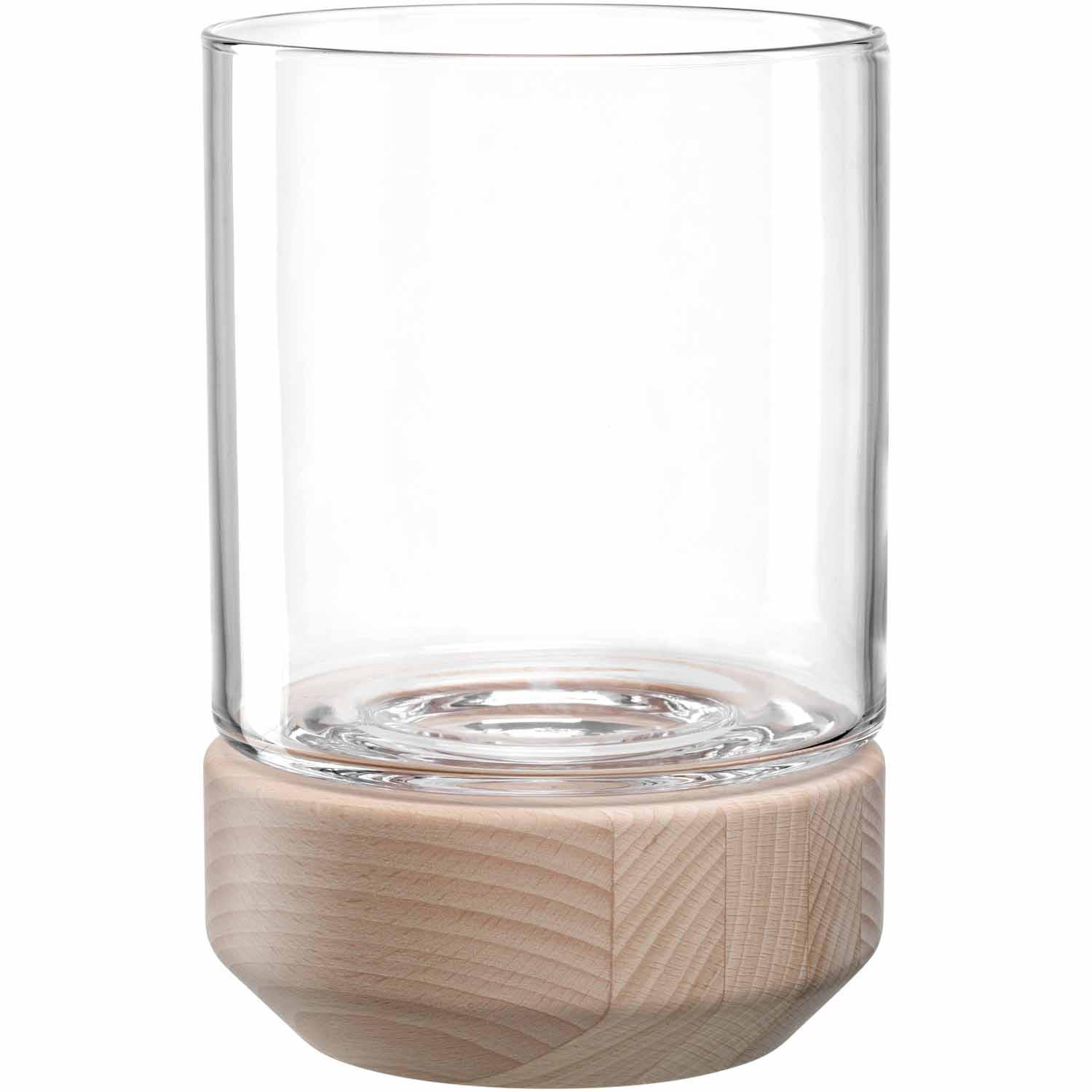 WINDLICHT - Transparent/Braun, KONVENTIONELL, Glas/Holz (14,00/20,90/14,00cm) - Leonardo
