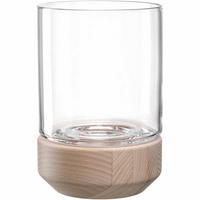 WINDLICHT - Transparent/Braun, KONVENTIONELL, Glas/Holz (14,00/20,90/14,00cm) - Leonardo