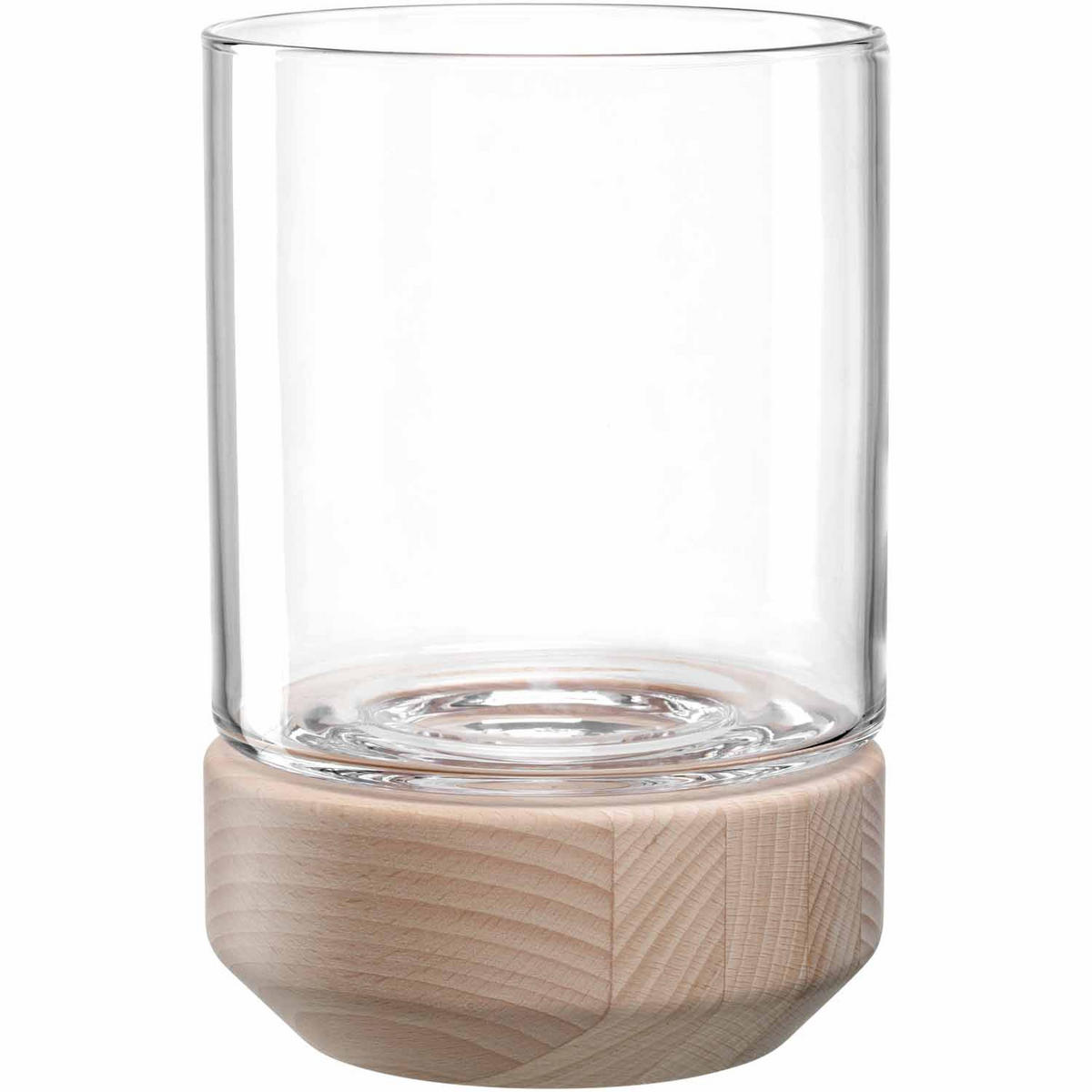 WINDLICHT - Transparent/Braun, KONVENTIONELL, Glas/Holz (14,00/20,90/14,00cm) - Leonardo