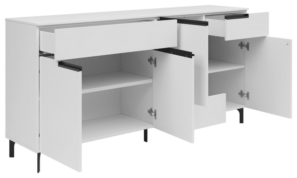 SIDEBOARD  171/85/42 cm 3 Schublade(n)  - Schwarz/Weiß, Design, Holzwerkstoff/Metall (171/85/42cm) - Xora