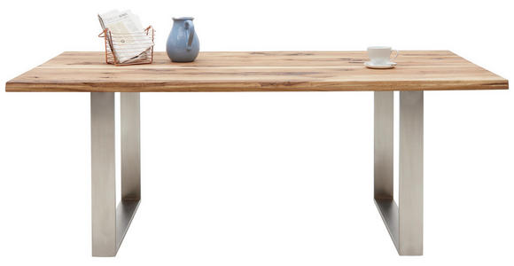 ESSTISCH in Holz, Metall 200/100/77 cm - Edelstahlfarben/Eichefarben, Natur, Holz/Metall (200/100/77cm) - Voleo