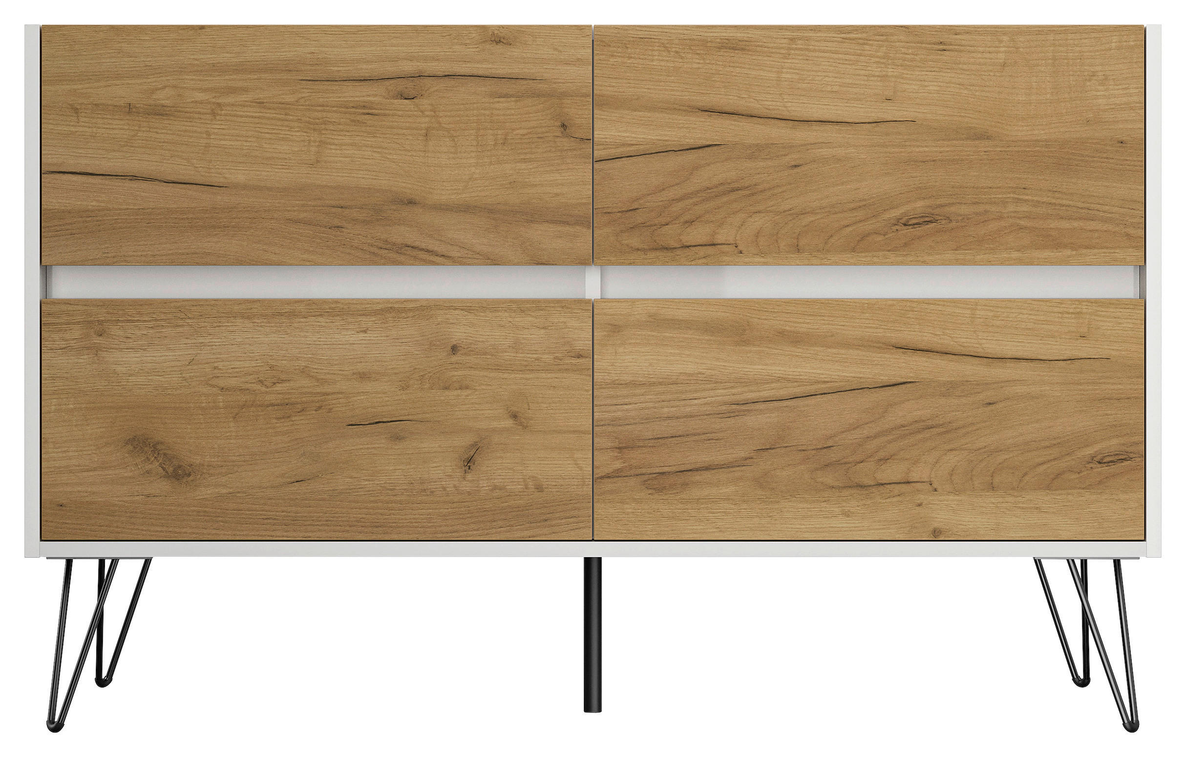 SIDEBOARD Posseik Industrial  in 119/75/42 cm  - Eichefarben/Schwarz, Design, Holzwerkstoff/Metall (119/75/42cm) - P & B