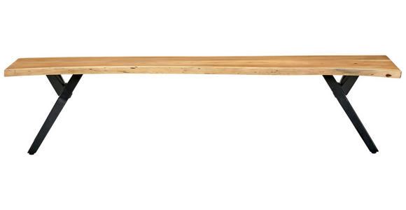 SITZBANK 200/45/40 cm Akaziefarben Akazie massiv  - Schwarz/Akaziefarben, LIFESTYLE, Holz/Metall (200/45/40cm) - Landscape