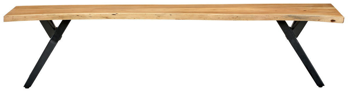 SITZBANK 200/45/40 cm Akaziefarben Akazie massiv  - Schwarz/Akaziefarben, LIFESTYLE, Holz/Metall (200/45/40cm) - Landscape