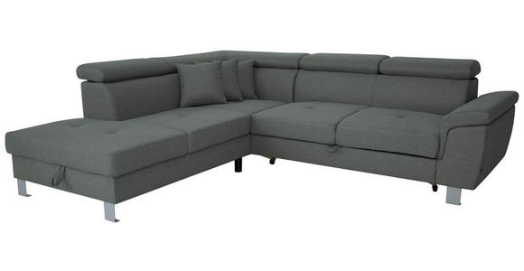 ECKSOFA in Webstoff Grau  - Silberfarben/Grau, Design, Textil/Metall (226/257cm) - Xora