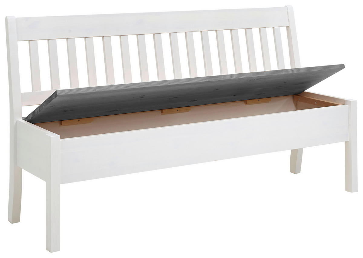 SITZBANK 169/93/58 cm Grau, Weiß Kiefer massiv  - Weiß/Grau, ROMANTIK / LANDHAUS, Holz (169/93/58cm) - Boxxx