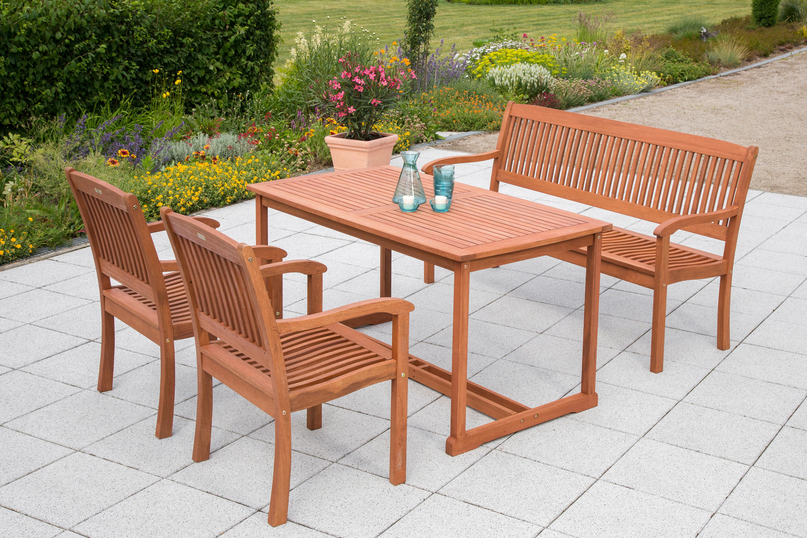 GARTENBANK 157/91/63,5 cm Eukalyptusholz - Naturfarben, KONVENTIONELL, Holz (157/91/63,5cm) - Gardenson