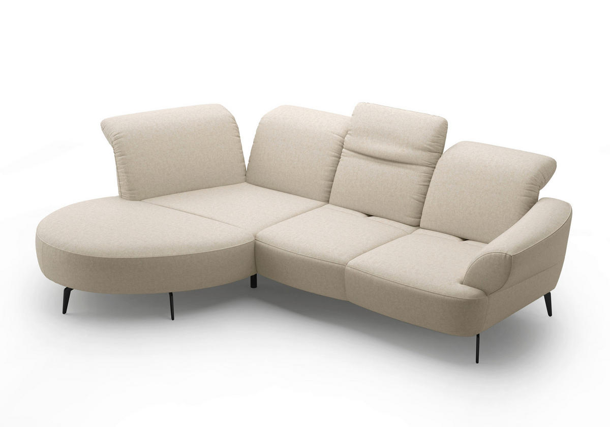 ECKSOFA in Flachgewebe Creme  208/313 cm  - Creme/Schwarz, MODERN, Textil/Metall (208/313cm) - Sit & More