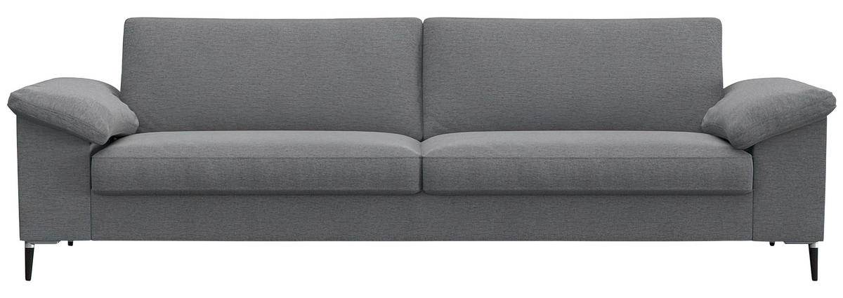 3-SITZER-SOFA Flachgewebe Grau  - Schwarz/Alufarben, Design, Textil/Metall (241/84,5/92cm) - Livetastic