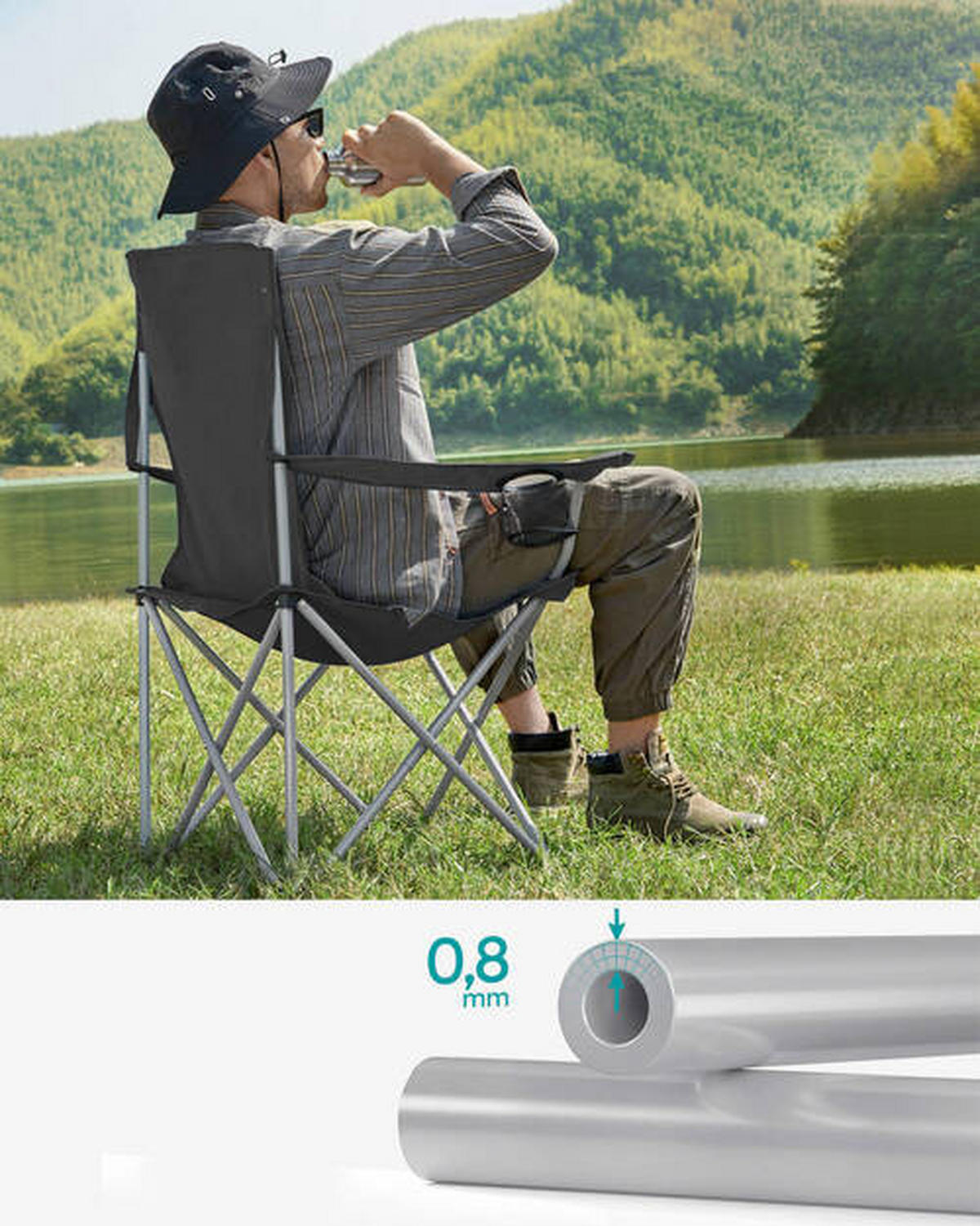 CAMPINGSESSEL in  - Silberfarben/Schwarz, Basics, Textil/Metall (86/97/54cm) - Modante