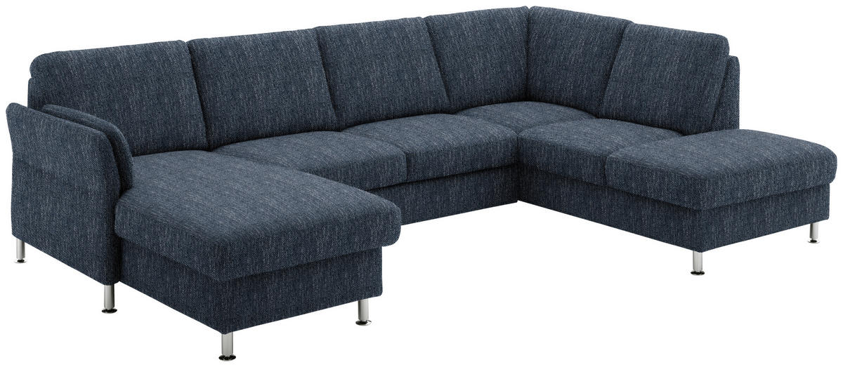 WOHNLANDSCHAFT in Flachgewebe Dunkelblau  - Chromfarben/Dunkelblau, Konventionell, Textil/Metall (168/305/200cm) - Beldomo System