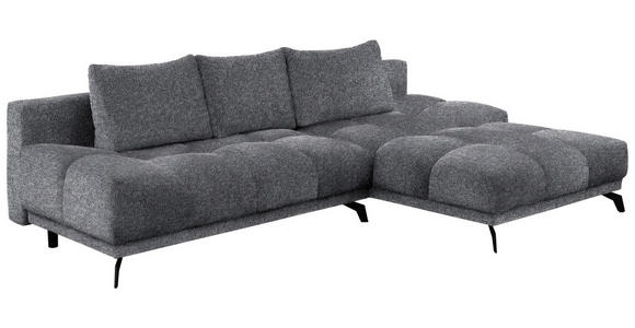 ECKSOFA Dunkelgrau Chenille  - Dunkelgrau/Schwarz, MODERN, Textil/Metall (290/182cm) - Hom`in